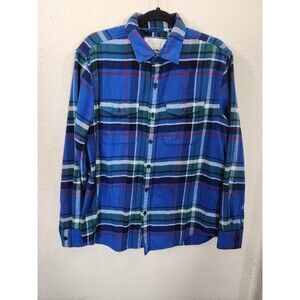 American Eagle Men's Flannel Shirt Medium 100% Cotton Blue Green Plaid Soft M